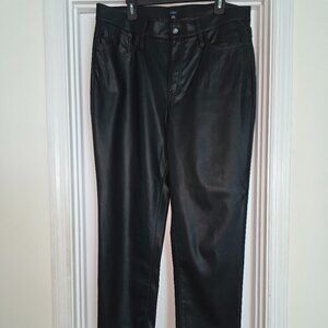 J.Crew Re-Imagined Faux Leather Pants Black Straight Leg Size 33 Vegan Leather